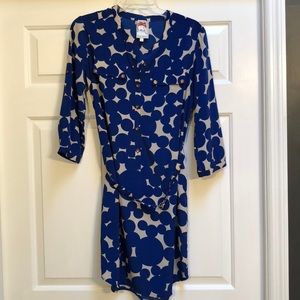 Yoana Baraschi 3/4 Sleeve Blue Polka Dot Dress